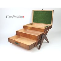 Vintage 50S Feiner Nähkasten Nähkästchen Schmuckkasten Holz Mid Century Wohninterieur Made in Germany von Cultstuecke
