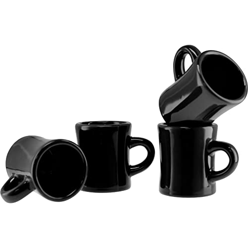 Culver 284 ml Keramiktasse im Retro-Stil, schwere Restaurant-Tasse, 2-Finger-C-Griff (schwarz, 4) von Culver