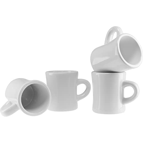 Culver 284 ml Keramiktasse im Retro-Stil, schwere Restaurant-Tasse, 2-Finger-C-Griff (weiß, 4) von Culver