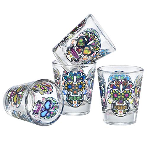 Culver Sugar Skulls Decorated Shot Glasses, 1.75-Ounce, Set of 4 by Culver von Culver