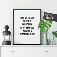 Superheld Poster, Inspirational Wall Art, Motivational Decor, Schwarz Und Weiß, College Dorm Super Hero Print von CulverAndCambridge
