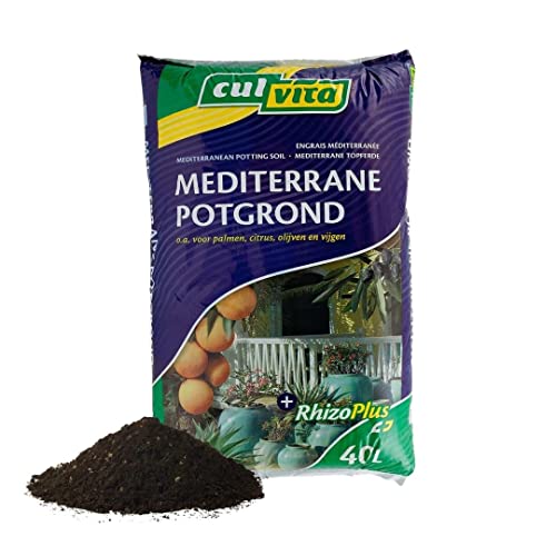 Culvita - Mediterrane Blumenerde 40 Liter inklusive RhizoPlus - Blumenerde Für mediterrane Pflanzen u.a. geeignet Für Olivenbäume, Zitruspflanzen und Palmen von Culvita
