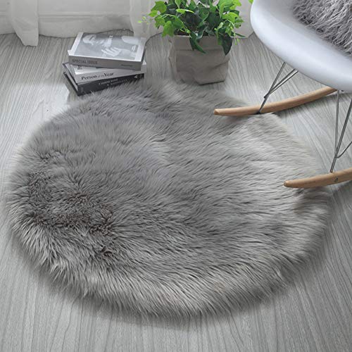 Kunstfell Pelz Stil Teppich Faux Fleece flauschig Bereich Teppiche Anti-Rutsch Yoga Teppich für Wohnzimmer Schlafzimmer Sofa Boden Teppiche (Grau, 45x45cm) von Cumay
