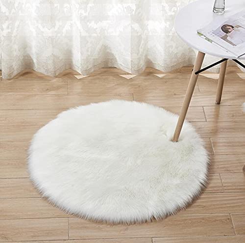 Kunstfell Pelz Stil Teppich Faux Fleece flauschig Bereich Teppiche Anti-Rutsch Yoga Teppich für Wohnzimmer Schlafzimmer Sofa Boden Teppiche (Weiß, 60x60cm) von Cumay