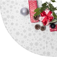 Weißer Schnee Und Flocken Runder Christbaumrock | Weiches Plüschfleece Hergestellt in Usa von Cumilo