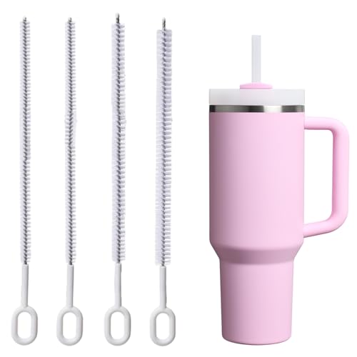 4 Stück Strohhalm Bürste, Edelstahl Strohhalmbürste, 26cm Strohhalm Reinigungsbürste für Glas Stroh, Metall Stroh 6mm 8mm 10mm 12mm, Weiß von Cumnvulnt