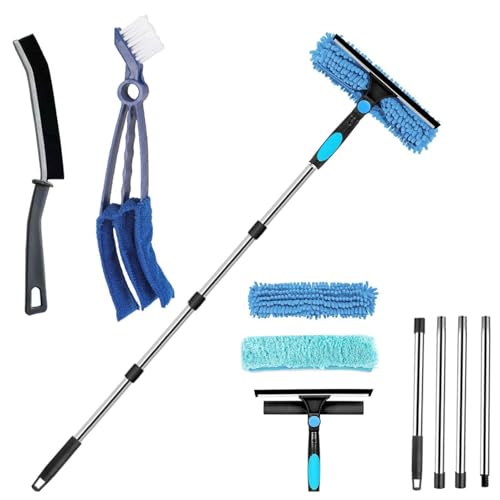 9 Stück Fensterreiniger, 3.2m Fensterabzieher mit Langem Griff, Fensterputzer Set mit Ersatztücher und Bürstenköpfe, 2 - in - 1 Fensterwischer für Bad, Dusche, Glas, Spiegel von Cumnvulnt