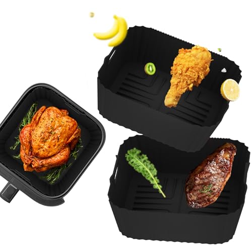 Airfryer Zubehör Für NINJA AF180EU 6.2L/AF140EU 4.7L, airfryer silikonform für COSORI XL 5.5L/XXL 6.2L, Wiederverwendbare Heißluftfryer Zubehör (2 Stück) von Cunbayi