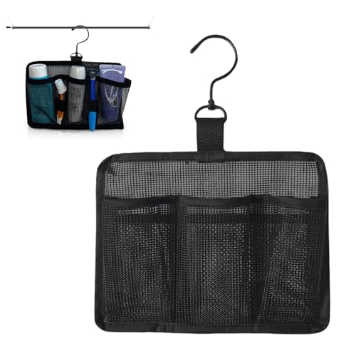 Cunegra Hängende Netz-Duschtasche mit Haken, große Kapazität, Netz-Dusch-Caddy mit 3 Fächern, tragbarer Organizer für Wohnheim, Fitnessstudio, Reisen (schwarz) von Cunegra