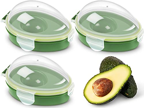 Avocado-Aufbewahrung, 3 Stück, wiederverwendbar, Avocado-Aufbewahrungsbehälter, einzelne Avocado-Hülle, Avocado-Abdeckung, Avocadohalter, um Avocado frisch zu halten (transparent, grün) von Cunhill