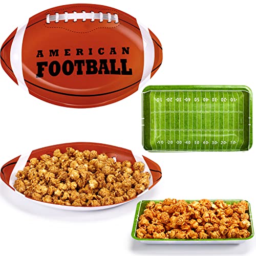Cunhill 12 Stück Fußball-Party-Tabletts American Football Serviertabletts Wiederverwendbare Lebensmittel-Snack-Teller Dessertteller für Partyzubehör Kindergeburtstagsdekoration von Cunhill