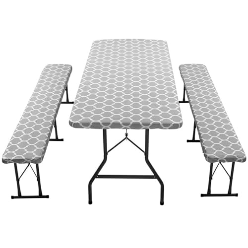 3pcs/Set -Picknicktischabdeckung mit Bankabdeckungen, 30 x 72 Zoll wasserdichtes, elastischer Picknicktisch -Tischabdeckung Camping -Tischdecke für Outdoor, Deckung mit Bank von Cunlvyyds