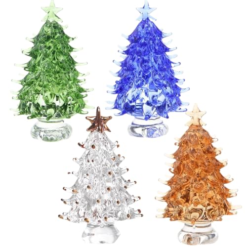4pcs Weihnachtsbäume, Kristallglas Weihnachtsbaum 2.6x1.7 Compact Tree Decor Figurin grün, gelb, blau und klare Bäume für Hausmanteltisch, Glas 4pcs Weihnachtsbäume, Kristallglas Weihnachtsbaum 2.6x1.7 Compact Tree Decor Figurin grün, gelb, blau und klare Bäume für Hausmanteltisch, Glas von Cunlvyyds