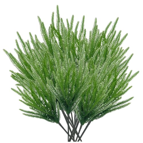 Cunlvyyds 12pcs Norfolk Pine Stämme Realistische künstliche Kiefernzweige Weichkleber Norfolk Weihnachten Stängel für Weihnachten im Innenhaus im Freien Freien (17, 7 Zoll) von Cunlvyyds