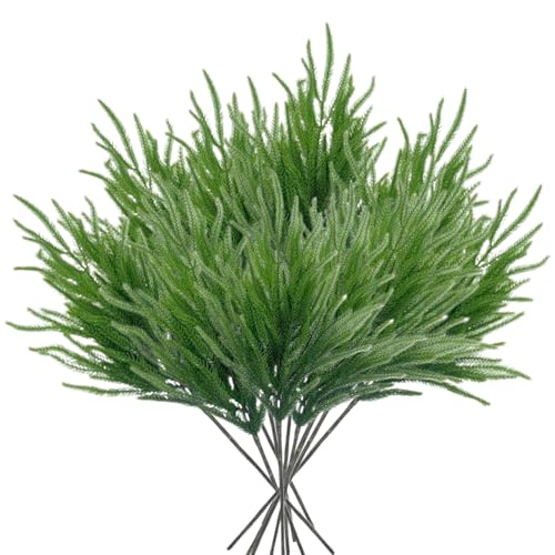 Cunlvyyds 12pcs Norfolk Pine Stämme Realistische künstliche Kiefernzweige Weichkleber Norfolk Weihnachten Stängel für Weihnachten im Innenhaus im Freien Freien (25, 6 Zoll) von Cunlvyyds