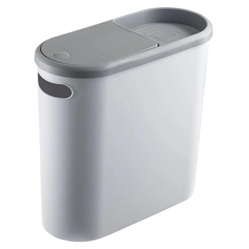Cunlvyyds Badezimmermüll mit Deckel, große Kapazitätsschubmüll, PP Plastik rechteckiger schmaler Mülleimer für Toilettenküche, Müll von Cunlvyyds