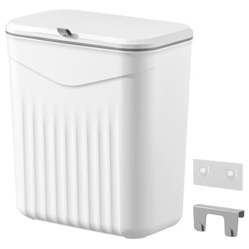 Cunlvyyds Hängende Mülldose, 10.2x6.3x11, 2 Zoll Wandmüllmüll mit und leckerem Deckel, Wide Mund Schranktür, Kunststoffabfallbehälter für Küchenschranktür, Wandmontage von Cunlvyyds