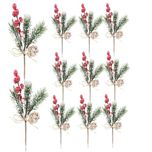 Cunlvyyds Holly Christmas Picks 10pcs 9 Zoll realistische Holly Berry Picks künstliche Kiefernzweige mit Kiefernkegeln für Handwerks Weihnachtsblumenarrangements Kränze, die Vorräte Machen, Beeren Cunlvyyds Holly Christmas Picks 10pcs 9 Zoll realistische Holly Berry Picks künstliche Kiefernzweige mit Kiefernkegeln für Handwerks Weihnachtsblumenarrangements Kränze, die Vorräte Machen, Beeren von Cunlvyyds