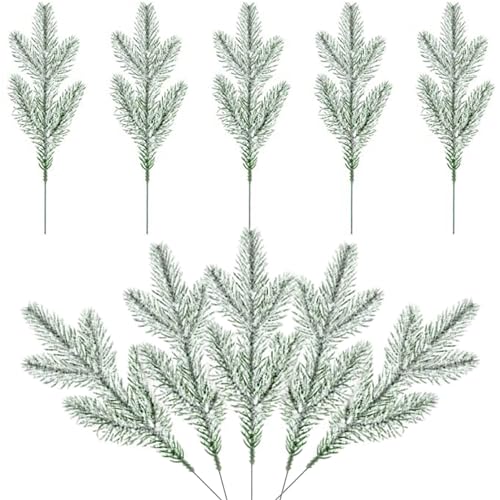 Cunlvyyds Künstliche Kiefernzweige 10pcs 5-Branchen schneebedeckte Kunstkiefernnadeln 9, 7 Zoll strömt künstlich grünem Baumpfahl für Weihnachten Handwerk Girlandkranz Machen Cunlvyyds Künstliche Kiefernzweige 10pcs 5-Branchen schneebedeckte Kunstkiefernnadeln 9, 7 Zoll strömt künstlich grünem Baumpfahl für Weihnachten Handwerk Girlandkranz Machen von Cunlvyyds