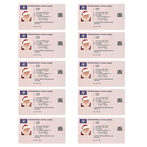 Cunlvyyds Santa Claus Flying Lizenz Weihnachten Lost Flying License License für Weihnachten 10PCS, Weihnachtskarte Cunlvyyds Santa Claus Flying Lizenz Weihnachten Lost Flying License License für Weihnachten 10PCS, Weihnachtskarte von Cunlvyyds