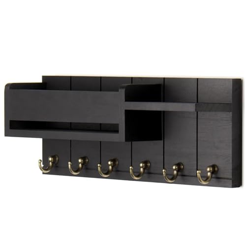 Cunlvyyds Schlüsselhalter Wandhalterung mit Mail -Organisator und 6 Haken, Holzschlüsselorganisator für Eingangsraum -Flur -Türen Mudroom Küchenbüro, Halter Wandhalterung von Cunlvyyds