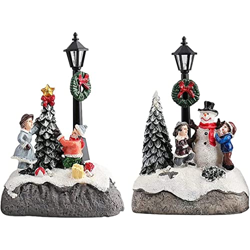 Cunlvyyds Weihnachtsdorfhäuser Weihnachtstisch -Ornamente Harz Weihnachts -Szene Haus Town Dekor für Partybevorzugungen (ohne Batterie), Dorf von Cunlvyyds