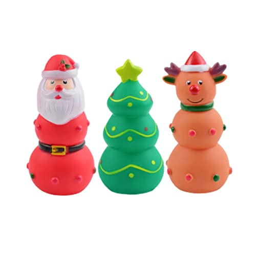 Cunlvyyds Weihnachtshundspielzeug Santa Squeaky Toys Interactive Haustier für Hundekaugeschenke 3pcs, Quietschende von Cunlvyyds