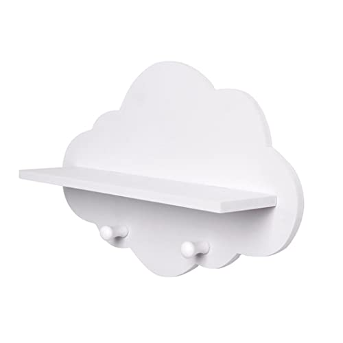 Cunlvyyds Wolkenregale 3pcs süße weiße Wolkenform Holz schwimmendes Regal mit Kleiderbügel Lager Rack Wandmontage Kindergartenzubehör für Kindergarten, Regale für von Cunlvyyds