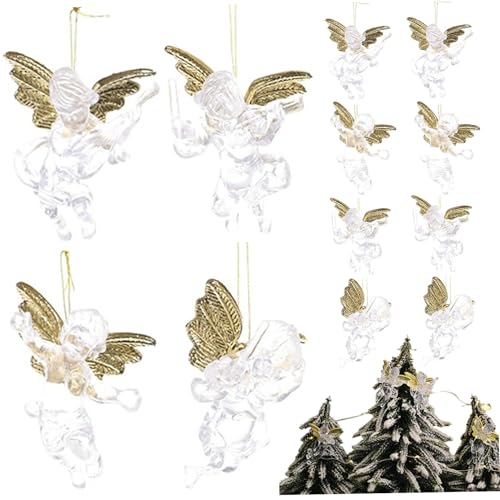 Engel Ornamente für Weihnachtsbaum 12PCs Transparente Engel Weihnachtsschmuck mit goldenem Flügel 2, 8 Zoll für Zuhause, Party, Geschenke, Geschenke Engel Ornamente für Weihnachtsbaum 12PCs Transparente Engel Weihnachtsschmuck mit goldenem Flügel 2, 8 Zoll für Zuhause, Party, Geschenke, Geschenke von Cunlvyyds
