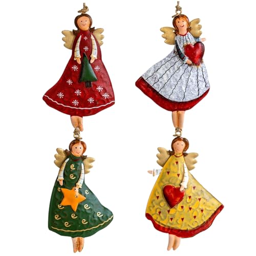 Engel Weihnachtsschmuck, 4pcs Eisenkunst Angel Ornamente für Weihnachtsbaum, süßes Hängen, Retro, für Baum von Cunlvyyds