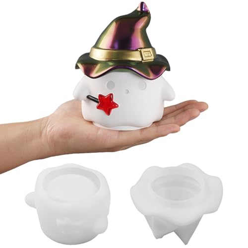 Geister-Silikonform, 3D-Halloween-Kerzenformen mit Hexenhut, einzigartige süße Silikonformen für selbstgemachte Aromatherapie, Kerzen, Seife, Wachs, Halloween-Dekor Geister-Silikonform, 3D-Halloween-Kerzenformen mit Hexenhut, einzigartige süße Silikonformen für selbstgemachte Aromatherapie, Kerzen, Seife, Wachs, Halloween-Dekor von Cunlvyyds