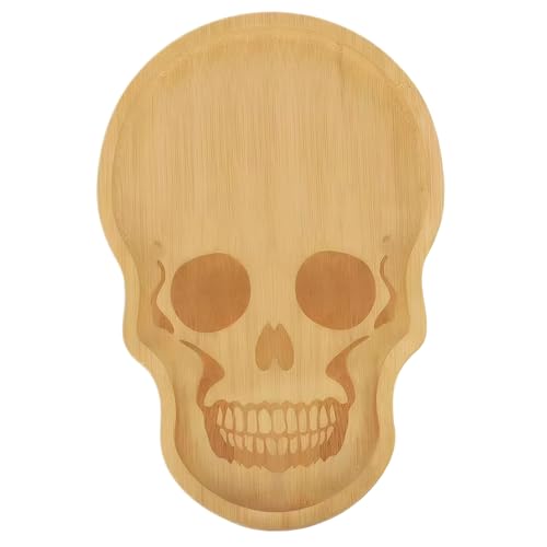 Halloween Serviergerichte, Holz Halloween Serving Tablett 12x7.9x0.6 Wurstwarenbrett gruselig Schädel Dekorative Gericht für Party von Cunlvyyds