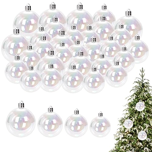 Klare Weihnachtskugeln 30PCS 1.2/1.6/2/2.4in bruchsichere klare Kugeln Kunststoff glänzend hängende schillernde Ornamente Kugeln für Urlaub Party Baumschmuck von Cunlvyyds