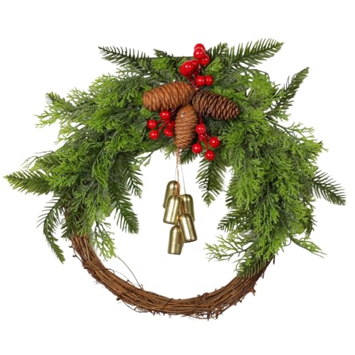 Künstlicher Weihnachtskranz 11, 81 Zoll rote Beere Kiefernkegel Glocken Vordertür Hängende Girlande Dekoration 30 cm, Haustürkranz Künstlicher Weihnachtskranz 11, 81 Zoll rote Beere Kiefernkegel Glocken Vordertür Hängende Girlande Dekoration 30 cm, Haustürkranz von Cunlvyyds