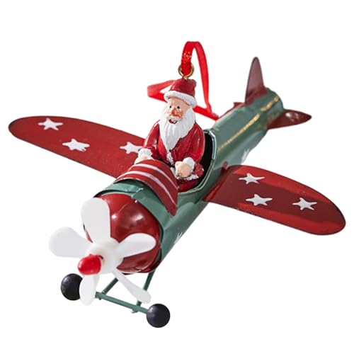 Santa Ornamente für Weihnachtsbaum 4.9x4.7 '' Vintage Flying Flugzeug Santa Ornament Eisen hängende Vintage -Weihnachtsschmuck für Baumkranzgirlande von Cunlvyyds