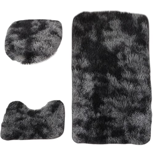 Toilettenabdeckung und Teppichset (3PCS) Flauschige Badezimmerteppichset umfasst Deckelabdeckung, U-förmige und Türmatte nicht rutschende Dekoration Toilettendeckel für Zuhause, Hotel, Badezimmer von Cunlvyyds