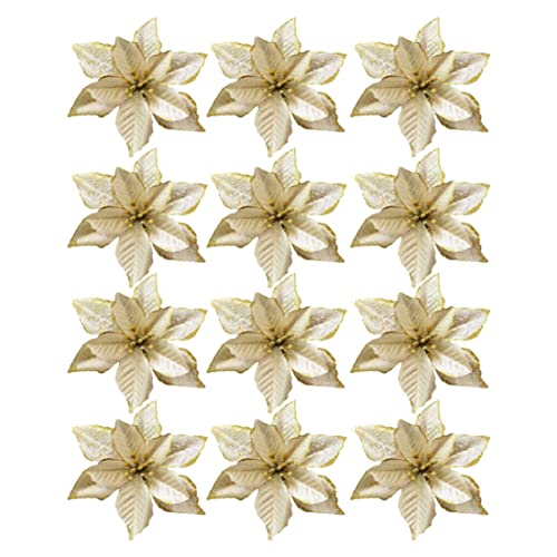 Weihnachten Glitzer Weihnachtsstern Blumen Gold Künstliche Blume Weihnachtsbaumdekor 15 cm 12pcs, Glitzer Weihnachtsstern Ornamente Weihnachten Glitzer Weihnachtsstern Blumen Gold Künstliche Blume Weihnachtsbaumdekor 15 cm 12pcs, Glitzer Weihnachtsstern Ornamente von Cunlvyyds