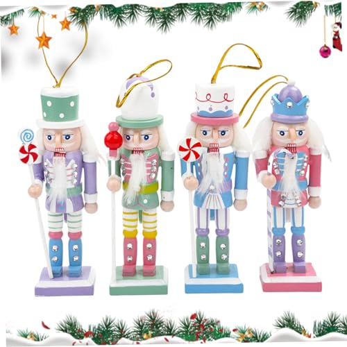 Weihnachts -Nussknacker 4pcs hängen 5 Zoll niedliche Cartoon Holz Nussknacker Soldat Ornamente für Weihnachtsbaumparty, Ornamente von Cunlvyyds