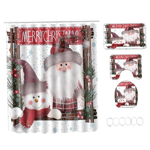 Weihnachtsduschenvorhang Sets 4pcs Badematte Set mit Duschvorhang Toilettendeckel Teppich Konturmatte und Bad für Weihnachtsbad Dekor Style2, Badezimmersets, Badezimmer Sets Weihnachtsduschenvorhang Sets 4pcs Badematte Set mit Duschvorhang Toilettendeckel Teppich Konturmatte und Bad für Weihnachtsbad Dekor Style2, Badezimmersets, Badezimmer Sets von Cunlvyyds
