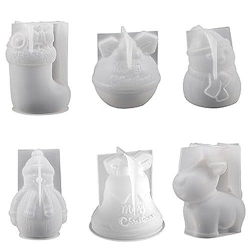 Weihnachtskerzenformen 6pcs weiß leicht veröffentlichte 3D-Weihnachtsiegel Weihnachtskerzenformen 6pcs weiß leicht veröffentlichte 3D-Weihnachtsiegel von Cunlvyyds
