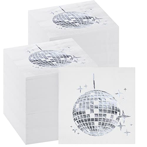 160 Stück Disco Party Cocktail Servietten Stilvolle Einweg 70er 80er 90er Party Zubehör Cocktail Servietten Party Servietten Papierservietten für Verlobung Geburtstag Abschluss Babyparty Zubehör von Cunno