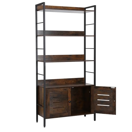 Cunsieun Bücherregal mit türen,Wohnzimmer Schrank,Standing Shelf Storage Shelf,Geeignet für Arbeitszimmer, Büro, Schlafzimmer und Küche,74 X 30 X 153.5cm,Industrial Design, Antike Farbe von Cunsieun