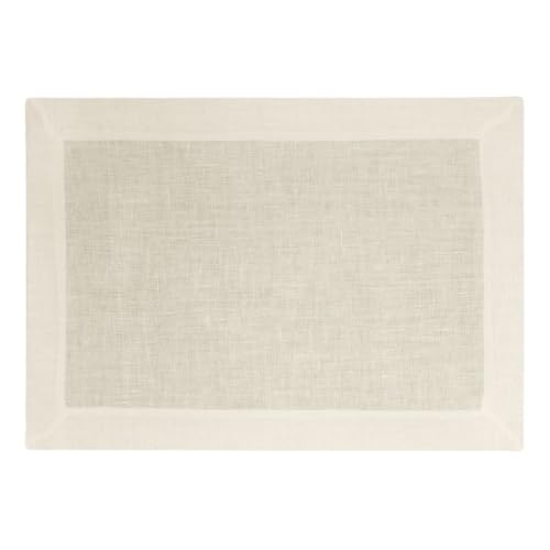 Cuore di lino - Amerikanisches Tischset aus reinem Leinen, 100% Made in Italy, cremeweißer Rahmen 35 x 50 cm von Cuore di lino