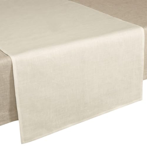 Cuore di lino - Tischläufer aus reinem Leinen, 100 % Made in Italy, modern, cremeweiß (50 x 150 cm) von Cuore di lino