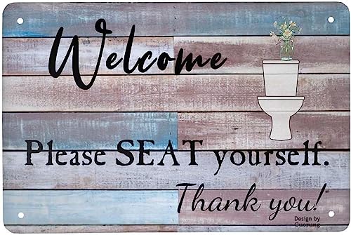 Man Cave Decor Retro Blechschilder Vintage Metallschild Welcome Please Seat Yourself Plakette Poster für Zuhause Kaffee Lustige Wandkunst 20,3 x 30,5 cm von Cuorung