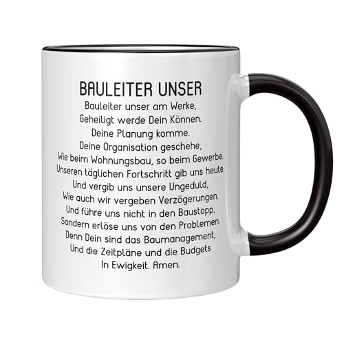 CupHaven® Bauleiter Tasse Bauleiter Unser Gebet Bauleiterin Bauleitung Kaffeetasse Kaffeebecher Becher Geschenk Geschenkidee (Weiß-Schwarz) von CupHaven