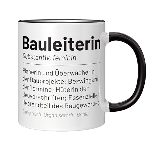 CupHaven® Bauleiter Tasse Wörterbuch Bauleiterin Bauleitung Kaffeetasse Kaffeebecher Becher Geschenk Geschenkidee (Weiß-Schwarz) von CupHaven