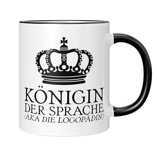 CupHaven® Logopädie Tasse Königin der Sprache Logopädin Logopäde Sprachtherapeut Kaffeetasse Kaffeebecher Becher Geschenk Geschenkidee von CupHaven