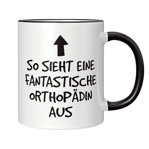 CupHaven® Orthopäde Tasse Fantastische Orthopädin Orthopädie Kaffeetasse Kaffeebecher Becher Geschenk Geschenkidee (Weiß-Schwarz) von CupHaven