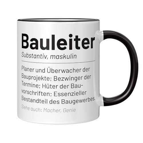 CupHaven® Bauleiter Tasse Wörterbuch Bauleiter Bauleiterin Bauleitung Kaffeetasse Kaffeebecher Becher Geschenk Geschenkidee (Weiß-Schwarz) von CupHaven